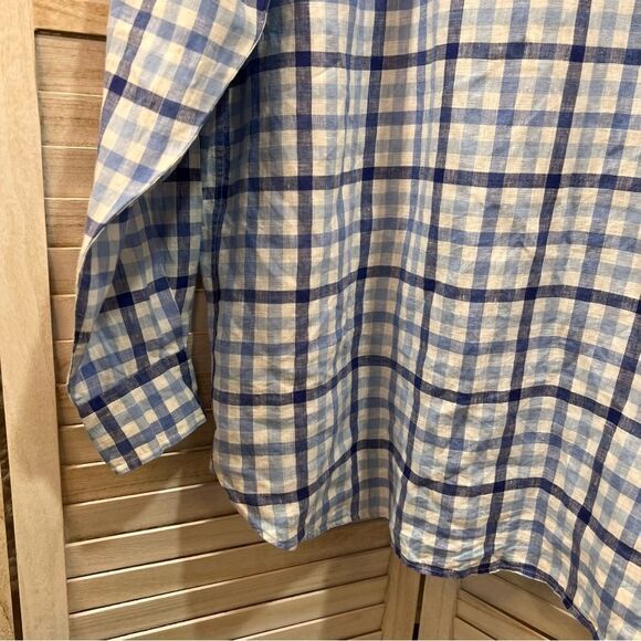 Joseph Turner Linen Button Down Plaid Shirt XL - Picture 8 of 10